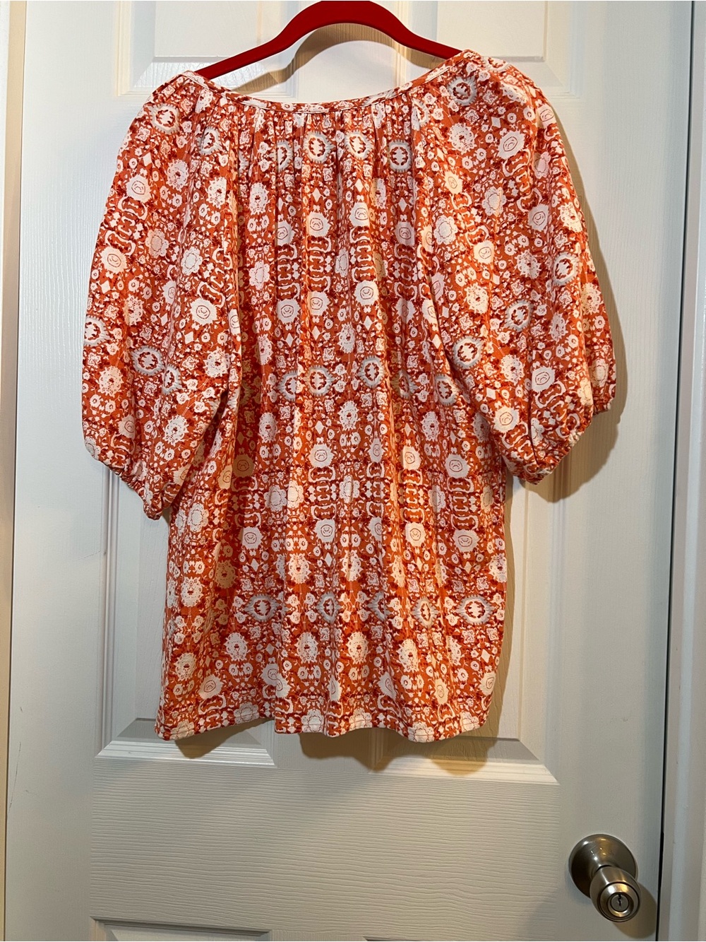 🦋 Women's Floral linen blend Peasant Tunic Top by Hester & orchid size large - Picture 5 of 5